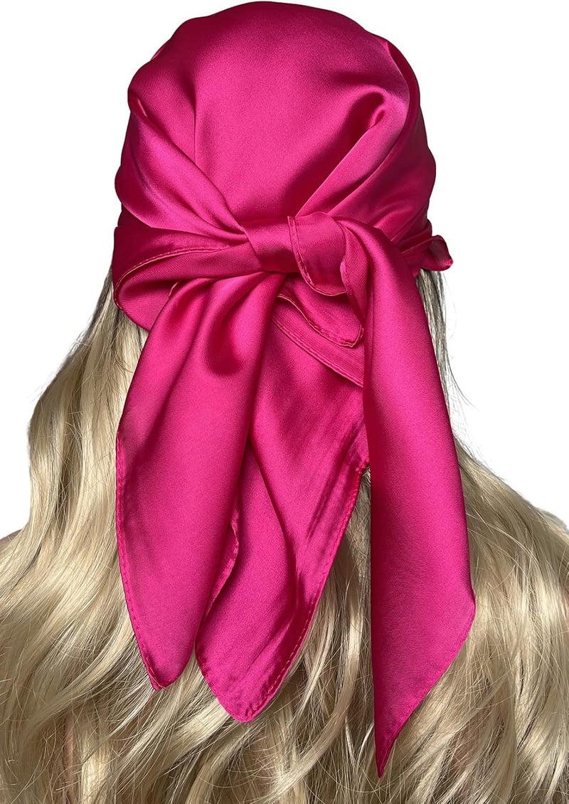 Chung Women's Square Satin Scarf 27.5" Bandanas Solid 50s Retro Neck Scarves Emulation Silk Handbag Hair Ribbons Necktie - Image 3